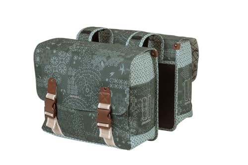 Basil Bohème Doppeltasche – 35 Liter – Forest grün – geeignet für City- und Damenrad