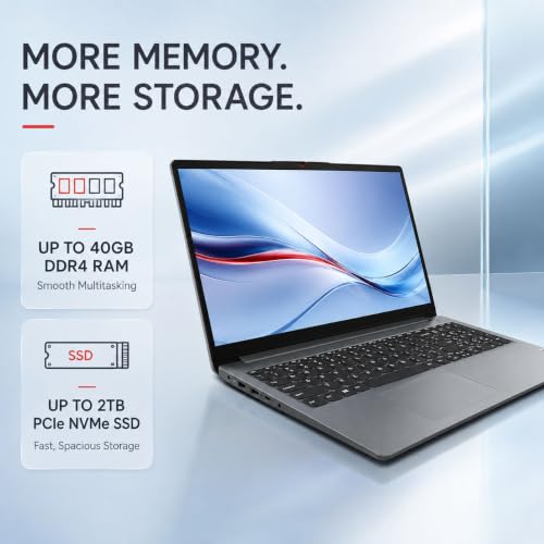 Image of Lenovo IdeaPad Laptop, Intel Core i5-1335U 10-Core, Up to 4.6GHz, 15.6 inch FHD Anti-Glare Display, 40GB DDR4 RAM, 2TB PCIe NVMe SSD, Wi-Fi 6, Numeric Keypad, Privacy Shutter, Windows 11 Pro