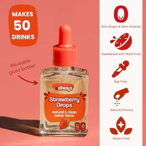 Image of Allways Drops Strawberry Water Enhancer | Sugar Free | 50 Servings