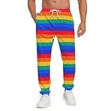 Firiseroh Pride Flag Men's Sweatpants Rainbow Jogger Pants Workout Pants for Gym Running Athletic Trousers with Pockets Baggy Pants M