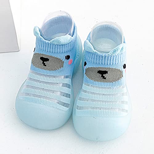 Baby Moccasins Infant Boys Girls Animal Prints Cartoon Socks Shoes Toddler Mesh Floor Socks Non Slip Prewalker Shoes (Blue, 12-18 Months)4
