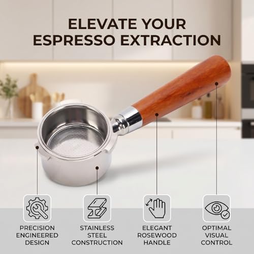 Portafiltro sin fondo de 51 mm para corregir la extracción de café 4