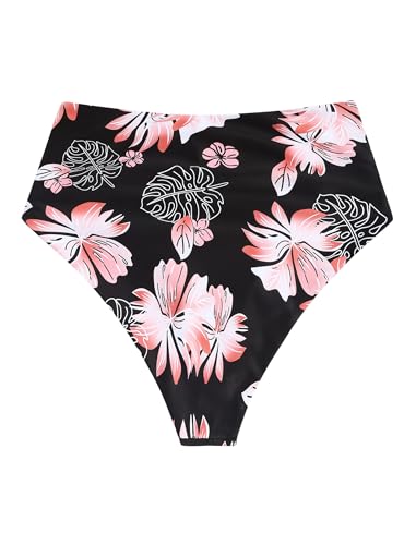 Image of ZAFUL Women High Waisted Bikini Bottoms Ruched Swimsuit Bottom Tummy Control Bathing Suit Bottoms