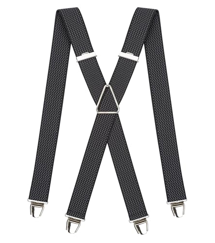 PIERROT Mens Suspenders - One Size Adjustable and Elastic Suspenders for Men Trousers Heavy Duty with 4 Very Strong Clips