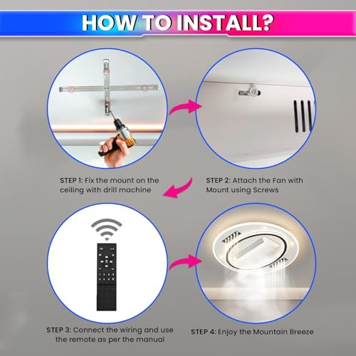 Image of Ceiling Fan with Integrated LED Lighting | Adjustable Brightness & Speed | Flush Mount Ceiling Light | Remote Control | Bedroom, Living Room