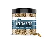 100% Pure Celery Seed, 200 Caps, 630 mg/Serving, 100% Pure, No Rice or Magnesium Stearate Filler, No...