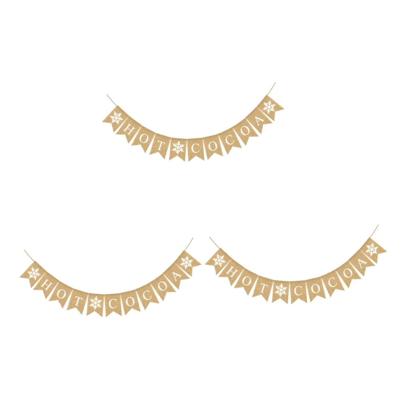 MAGICLULU Set da 3 Eleganti Festoni Natalizi in Lino con Motivo A Fiocco di Neve Decorazioni Festive