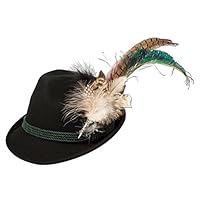 Alpenflüstern Filzhut Trachtenhut Pfauenfeder ADV027, schwarz, Medium (56/57)