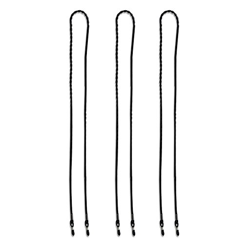 Ajetex Black PU Sunglass Neck Strap Holder 64cm 3pcs/pack