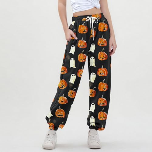 Halloween Sweatpants Girls 2025 High Waisted Cinch Bottom Baggy Active Joggers Novelty Lounge Running Pants 3-14T4