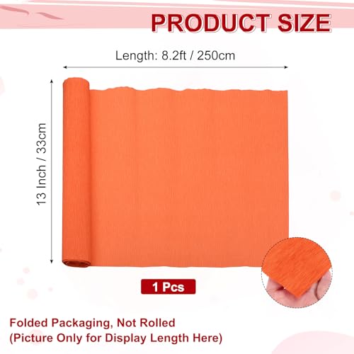 Image of MECCANIXITY Crepe Paper Roll 8.2ft Long 13 Inch Wide for Wedding Ceremony Various Large Festivals Decoration, Orange Red