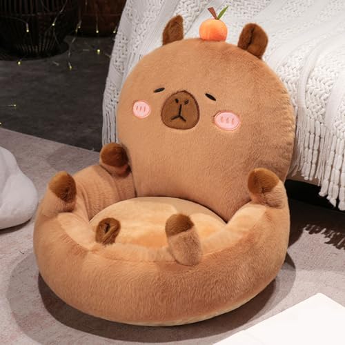 Cojín suave capibara con respaldo ergonómico y asiento de peluche mullido 4