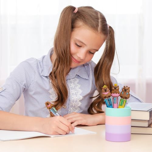 xolear 48PCS Capybara Thème Party Cadeaux, Capybara Papeterie Fête avec Stylo à Bille 4 en 1, Bloc notes et Pochette Cadeau en Organza pour Étudiants Bureau École pour Enfants Thème Fête Cadeaux – vue 6