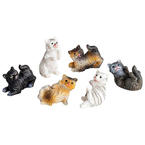 MaMeMi Juego de Gatos de Belén con 6 Gatos/Gatitos [Tamaño aprox 3 cm] Accesorios para Belén, suministros para Belén/Accesorios para Nacimientos de Navidad