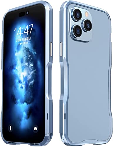 Coque en métal iPhone 14 Pro évite les bris d'écran cadre bleu