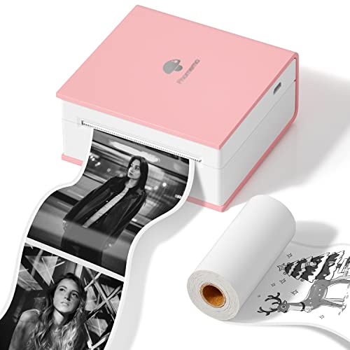 Memoking M02 Inkless Pocket Printer - Mini Thermal Printer Pocket Bluetooth Sticker Printer Compatible with Android iOS for DIY Journal Photo Album Memo, 1 Roll Stickers Included