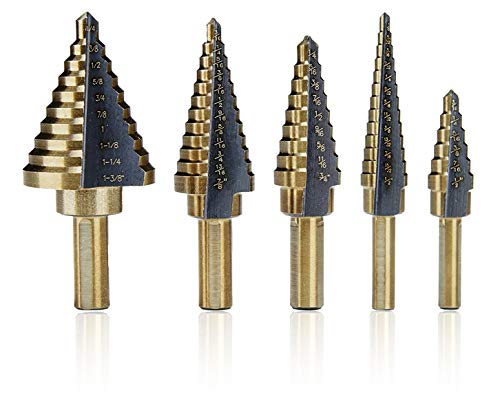 YXGOOD 5PCS HSS Cobalt Multiple Hole 50 Sizes Step Drill Bit Set Tools