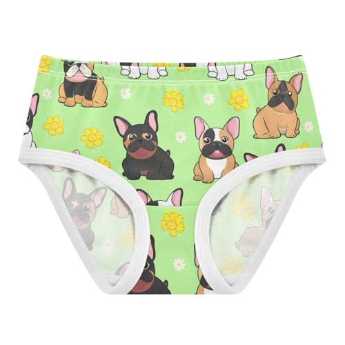 Cute Cartoon French Bulldogs Green Girls Underwear Toddlers 2t Cotton Panties Little Girl Stylish Kids Briefs Undies
