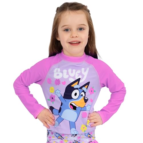 Bluey Swimsuit, Girls Bathing Suit with Frills, Long Sleeve Swimming Suit for Girls3