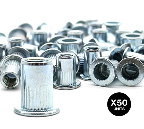 DOJA Industrial | M6 Gewindenieten Blindnietmutter | PACK 50 | Metrische Nietmuttern Stahl Galvanisch Verzinkt | Nietmutter Gewinde | Blindnietmuttern Sortiment | Einziehmuttern Nieten Rivet Set
