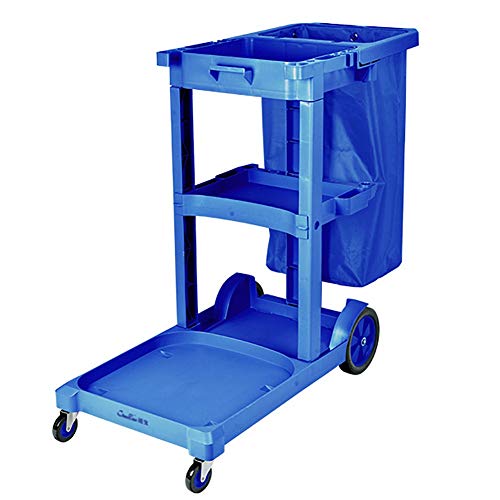 Carrello di pulizia commerciale resistente con sacco della spazzatura, carrello mobile per pulizie alberghiere, capacità 60 kg, design grigio per una manutenzione efficiente della stanza