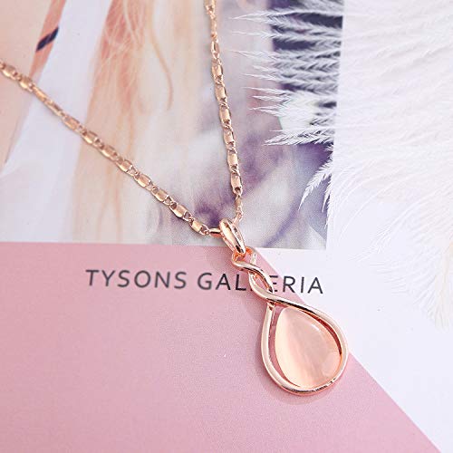 Ashmita B07HL3QDYT_US Rose Gold Teardrop Necklace Gemstone Dangle Earrings Wedding Jewelry Set thumb #6