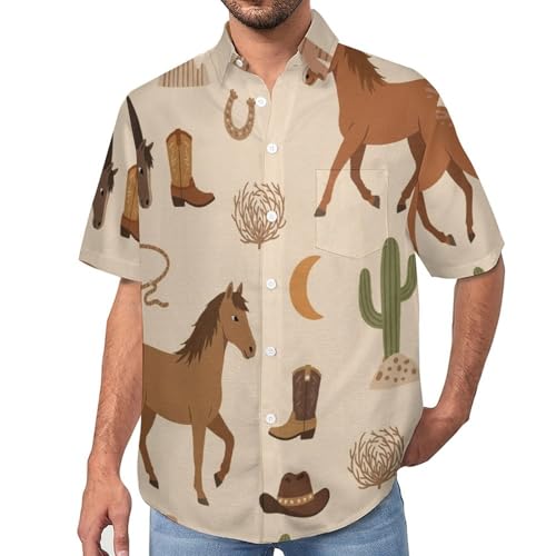 Cowboy de l'ouest cheval cactus chemise hawaïenne homme été imprimée 3D