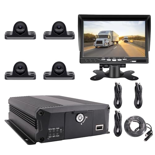 Image of 4-CH 1080P Truck Bus DVR Camera System Loop Record Video, Motion Detection, Mini Waterproof Camera 120 Degree View Angle for Fleet
