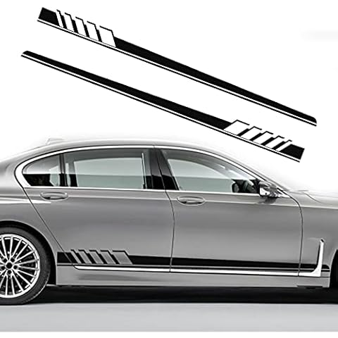 QianBao Auto Racing Body Door Side Stripe Graphic Vinyl Sticker Decals Decoration Modified Decal DIY Universal for All Cars SUV Truck Off-Road Vehicles Style 1 Black Cover