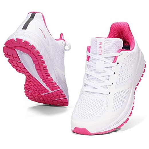 WHITIN Women Running Shoes Tennis Ladies Mujer Size 8 Female Walking Training Tennis Joggers Lightweight Workout Athletic Fitness Gym Sneakers Arch Support Zapatos Sport Exercise Active White Pink 39