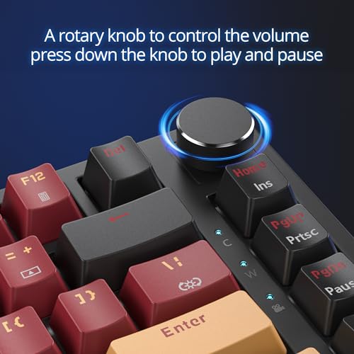 Image of Fogruaden Wired 75% Percent Hot Swappable Mechanical Keyboard, Red Switch, TKL Mechanical Keyboard, Gasket Mount, RGB Backlit Compact Gaming Keyboard with Volume Knob(RedSamurai)