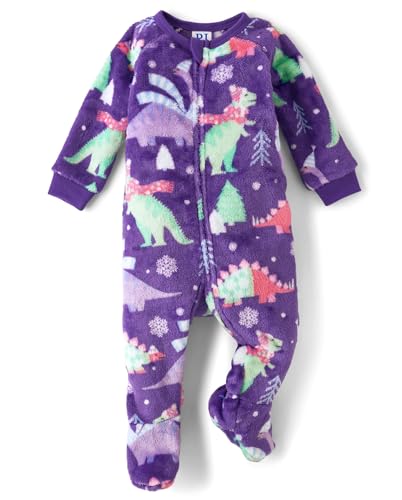 Image of The Children's Place Baby Girls' And Toddler Fleece Zip-front One Piece Footed Pajama