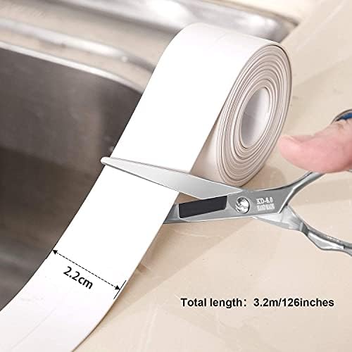 Jieddey Sealant Tape,2 PCS Caulk Strip Self Adhesive Bathroom Sealant Mildewproof Waterproof Bath Sealing Tape for Kitchen Toilet Wall Corner Bathtub White
