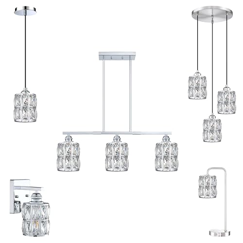 Image of 3 Pack Crystal Chandelier Chrome Lampshade H5*4.7 inch Wall Sconces Pendant Light