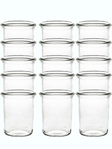 8er Set Weck Gläser 160 ml (12 Etiketten) zum Beschriften Bedrucken Haushaltsetiketten Einmachgläser Sturzgläser Weckgläser Dessergläser