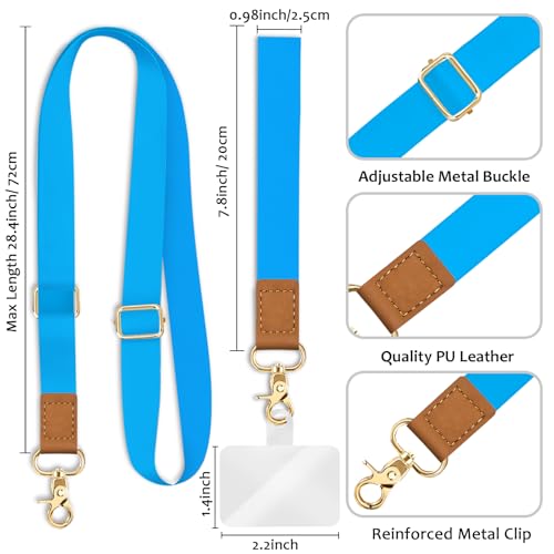 Image of Piefly Cell Phone Lanyard Crossbody Wrist Strap Adjustable for Women Blue | Travel Daily Cruise, Around the Neck, Hands-free, Universal, Fit Keys ID badge, Accessories, Compatible with Most Smartphones