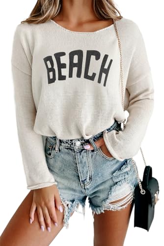 Image of Women Champagne Please Graphic Sweater Casual Slogan Round Neck Long Sleeve Loose Pullover Top