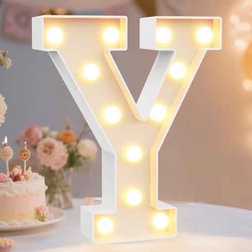 Image of LED Marquee Letter Lights Sign, Light Up Alphabet Letter for Home Party Wedding Decoration Y