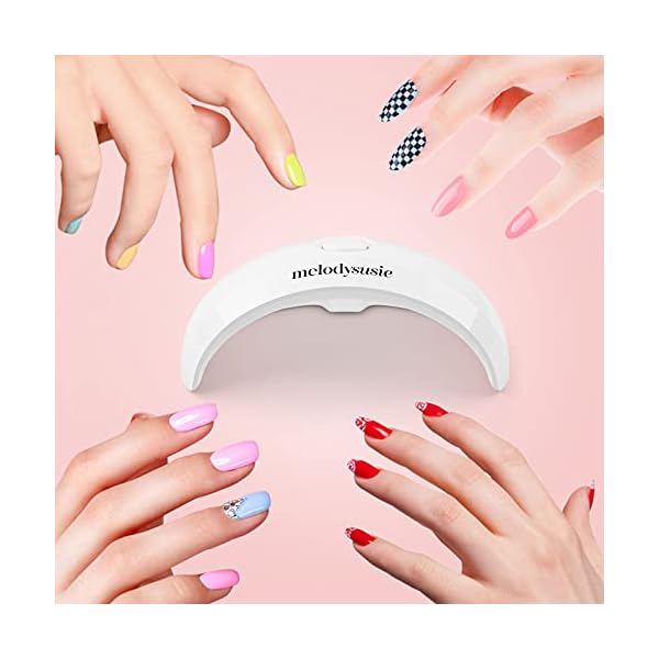 UV-LED-Nail-Lamp-Melodysusie-Nail-Light-Portable-LED-Nail-Lamp-for-Gel-Polish-Nail-lamp-for-Acrylic-and-Gel-Suitable-for-Travel-Home-School-Office-White MelodySusie Portable UV LED Nail Lamp for Semi Cured Gel Nail Strips, Art04 6W Mini UV Light with 2 Timers (45s/60s) for Gel Nails, Stickers and Strips