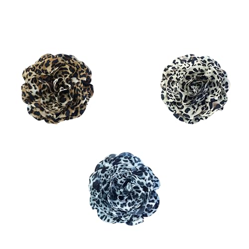 Image of XGALBLA 3 Pcs Dainty Terylene Satin Fabric Christmas Rose Flower Brooches Sets 6mm /8mm /10mm /15mm Extra Big Camellia Flower Brooches Lapel Pins for Women Christmas Wedding Party Dance Dress Clothes Accessories Valentine's Day Jewelry