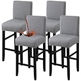 Fuloon Waterproof Bar Stool Covers 4 PCS, Stretch Pub Tall Chair Slipcover with Backs Counter Chair Cover Barstool Slipcovers Removable Washable (Light Grey, 4 PCS)