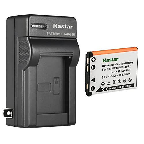 Kastar 1-Pack NP-45 Battery & AC Wall Charger for Fujifilm NP-45/NP-45A/NP-45B/NP-45S Fuji NP-45 Series Fujifilm BC-45/BC-45B Charger