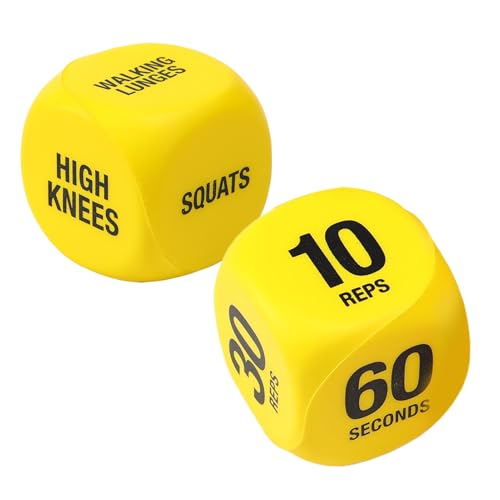 Ahuuen - Ahuuen Dé De Fitness - 1 Paire Jeu De Dés d'exercice pour Salle De Sport 6 Faces,Accessoires De Sport Portables pour Squats Pompes Débutant Voyage Extérieur Chambre Appartement