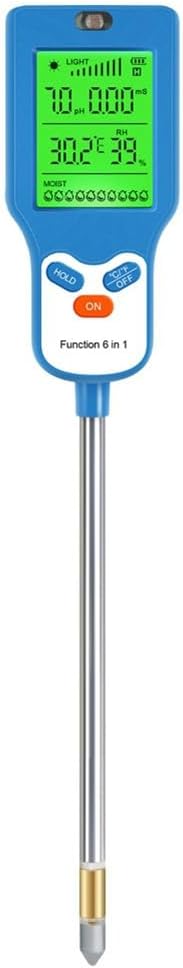 Soil 6-In-1 PH Meter, Multi-Function Digital Soil PH Tester, Large Screen Digital Display, Test Value PH Meter