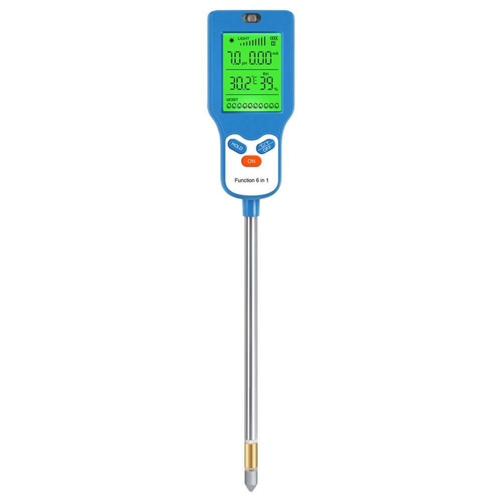 Littimoon 6-in-1 Soil Tester Multi-Function Digital Soil PH Tester Accurate Analyzer forGarden, Plants, Lawn