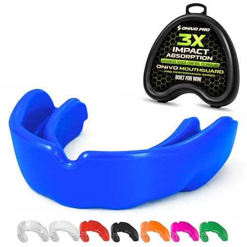 Mouthguard for Kids & Junior Under 11 Years Gum Shield Kids with Case Boil and Bite Mouth Guard for Boxing Rugby MMA Muay Thai Karate Hockey & Contact Sports (Blue Junior Below 11 Years)