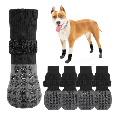 SCENEREAL Dog Socks to Prevent Licking Paws for Hardwood Floors Anti Slip