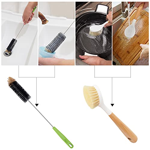 Image of Long Bottle Brush, 17 in Bendable Cleaner Brushes for Cleaning Neck Beer Bottles, Wine, Baby Bottles, Water Bottles, Tumblers, Flask, Bird Feeder, Vase, Pipes and Brewing Supplies Black + Brown /2Pack