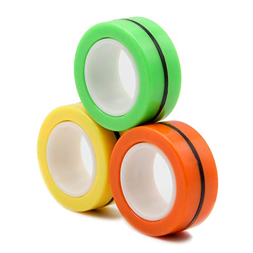 MerryHeart Fingears Magnetic Rings Fidget Toy, Colorful Stress Relief Magic Magnetic Ring, Unzip Finger Game Toy