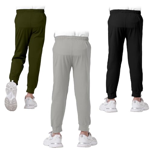 Image of KYDA KIDS 100% Cotton Track Pants for Boys | Premium Printed Soft Single Jersey Fabric | Elastic Waist Loose Fit Summer Full Length with Rib Hem (Pack of 3)